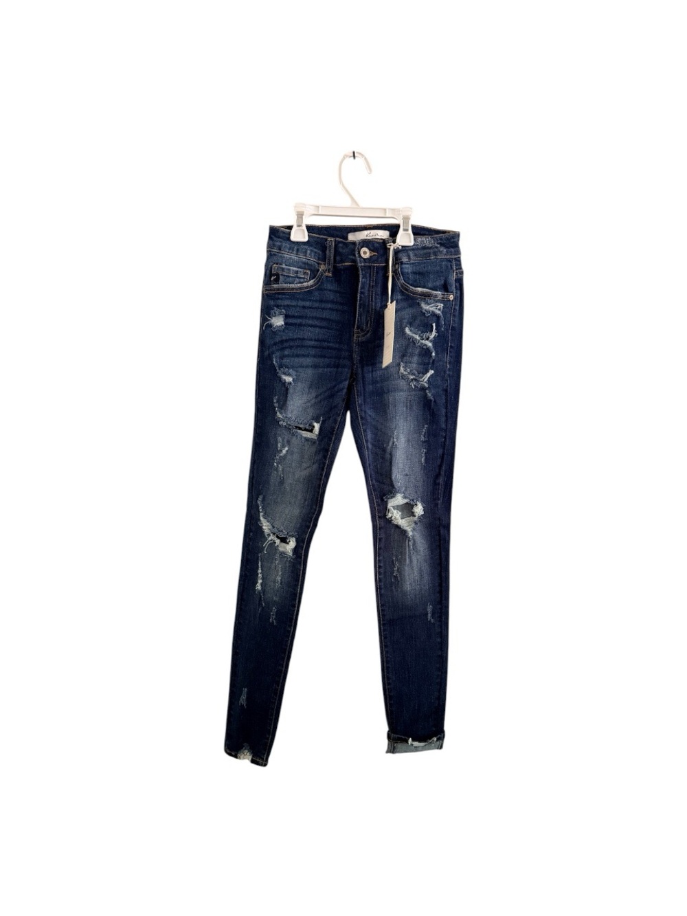 Women’s Distressed Skinny Jeans - Dark Blue